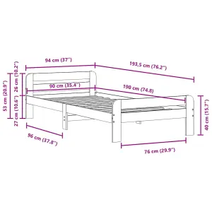 Berkfield Bed Frame without Mattress White 90x190 cm Single Solid Wood Pine