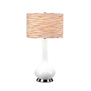 Luminosa Milo Table Lamp with Round Shade, Polished Nickel, White, Orange