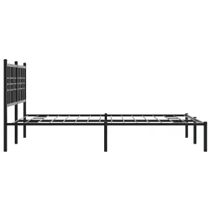 Berkfield Metal Bed Frame without Mattress with Headboard Black 140x200cm