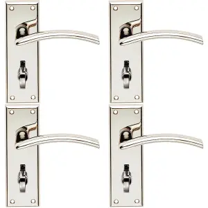 4 PACK - PAIR Arched Lever On Bathroom Backplate Door Handle 150 x 50mm Polished Nickel