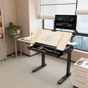 Dellonda Electric Standing Drafting Desk Ergonomic Drawing Sit/Stand Table 0-40 Degree Tilt