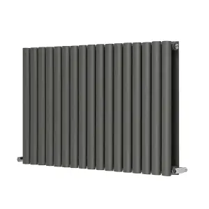 G-Rad Anthracite Double Oval Panel Horizontal Radiator - (H) 600 x (W) 1020mm