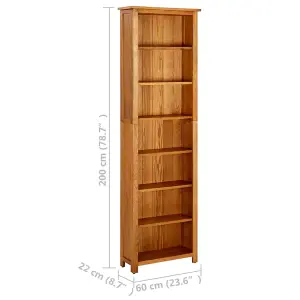 Berkfield 7-Tier Bookcase 60x22x200 cm Solid Oak Wood