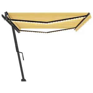 Berkfield Manual Retractable Awning with LED 500x300 cm Yellow and White