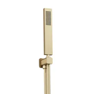 Alberto Brushed Gold Square Single Function Shower Handset with Holder