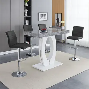 Furniture In Fashion Halo Melange High Gloss Bar Table With 4 Ripple Black Stools