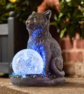 Solar Powered Garden Ornaments Outdoor Cat Statue With Multicoloured LED Lights Weatherproof Durable Animal Solar Garden Lights