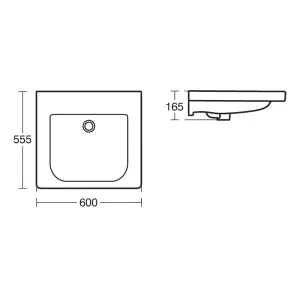 Ideal Standard Concept Freedom Accessible Gloss White Rectangular Wall-mounted Basin with Fittings & fixings included (W)60cm