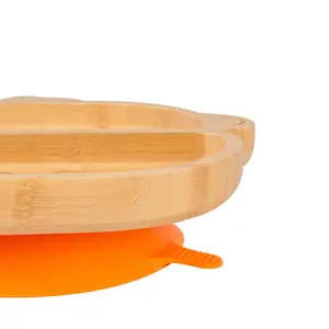 Tiny Dining - Children's Bamboo Suction Monkey Plate - Orange