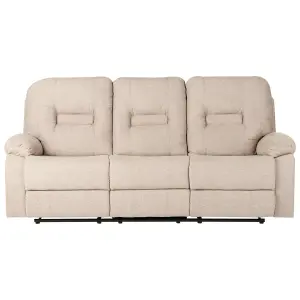 3 Seater Fabric Manual Recliner Sofa Beige BERGEN