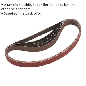 5 Pack of 20mm x 520mm 80 Grit Sanding Belts for Detail Sanding