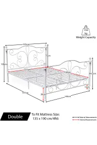 Vida Designs Chicago White 4ft6 Double Metal Bed Frame