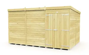 12 x 8 Feet Pent Shed - Double Door Without Windows - Wood - L231 x W358 x H201 cm