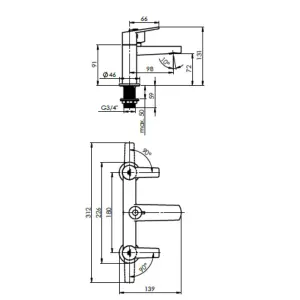 Hommix Rubineta Uno-1/K Bathroom Mixer & Shower