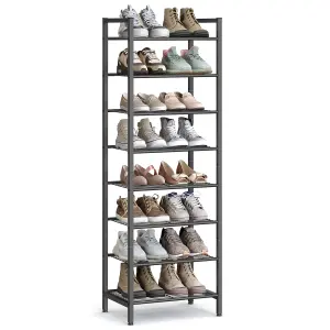 SONGMICS 8-Tier Slim Shoe Rack,Storage Organiser Stand,16-24 Pairs of Shoes,Space-Saving with Large Capacity,Vertical Metal Shelf