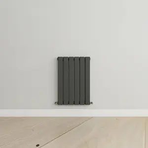 Horizontal Anthracite Double Flat Panel Radiator (H) 600 mm x (W) 408 mm, 2036 BTU.