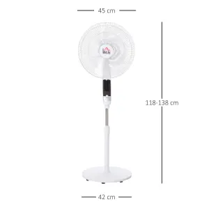 HOMCOM 54 Pedestal Stand Fan, 3 Speed 3 Mode, LED Panel, 3M Remote Controller, Height Adjustable, Black and White