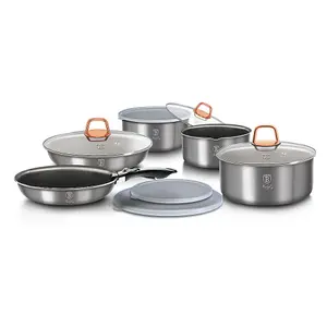 URBNLIVING Height 8.4cm Berlinger Haus 12Pc Moonlight Edition Space Saving Cookware Set Pots Pans Induction Lids Handle