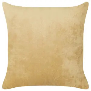 Set of 2 Cushions SITAPUR Faux Fur 45 x 45 cm Solid Embossed Mustard