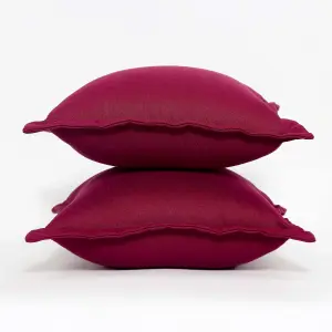 Homescapes Burgundy Plain Outdoor Cushion 45 x 45 cm, Set of 2