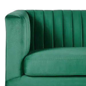 3 Seater Velvet Fabric Sofa Green ARVIKA