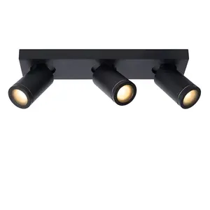 Lucide Taylor Modern Ceiling Spotlight Bar Bathroom - LED Dim to warm - GU10 - 3x5W 2200K/3000K - IP44 - Black