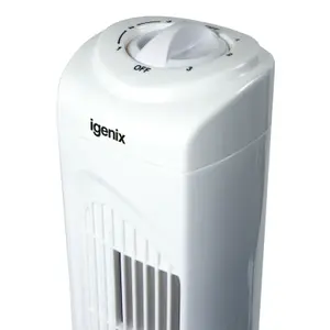 Igenix DF0029 Tower Fan, Oscillating, 29 Inch, 3 Speed Settings with Auto Shut Off, White