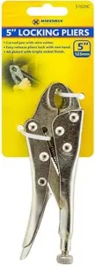 Pack Of 2 Locking Pliers 5 Inch Grips Heavy Duty Curved Mole Nickel Plated 125Mm