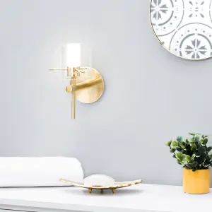 Litecraft Lincoln Brass 1 Lamp Glass Wall Light