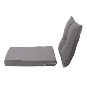 Outdoor Dark Grey 2Pcs Garden Sofa Cushion Backrest Set