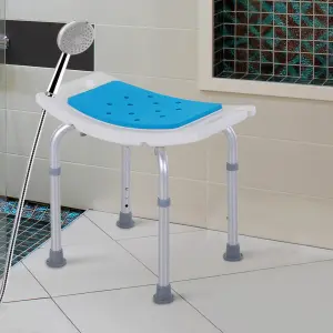 HOMCOM Adjust Aluminium Bath Stool Spa Shower Chair Non-Slip w/ Shower Hole