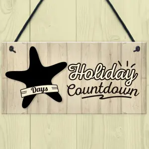 Red Ocean Chalkboard Holiday Countdown Hanging Sign Plaque Friendship Family Door Sign Gift