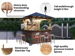 Dunster House Garden Bar Wooden Outdoor Pub Shed Gazebo 2.5m x 2.5m Heavy Duty Leviathan L