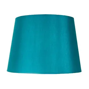 Traditionally Designed Medium 12 Drum Lamp Shade in Sleek Teal Faux Silk Fabric