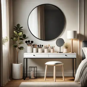 Jobu Home - Rei, Large Round Black Metal Circle Mirror - 90cm x 90cm