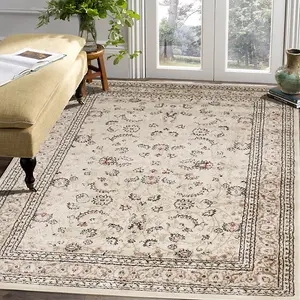 Cream Floral Traditional Rug - Jersey