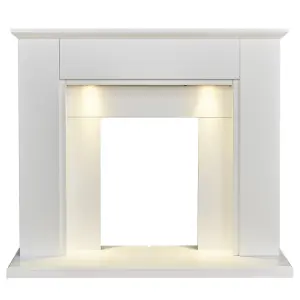 Adam Eltham Fireplace in Pure White with Downlights, 45 Inch