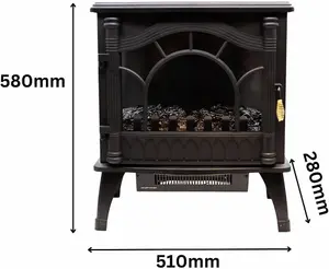 2000W Electric fireplace electric fire portable heater Glass sided Flame effect