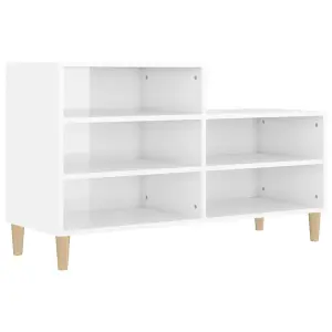 Berkfield Shoe Cabinet High Gloss White 102x36x60 cm Engineered Wood