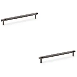 2 PACK - Knurled T Bar Door Pull Handle - Dark Bronze - 192mm Centres Premium Drawer