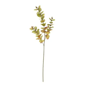 Artificial Autumnal Green Eucalyptus Single Stem Spray. H73 cm