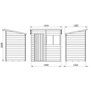 Forest Garden Overlap 6x4 ft Pent Wooden Pressure treated Shed with floor & 2 windows (Base included)