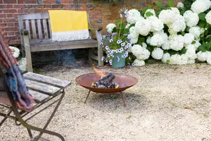 Primrose Corten Steel Fire Pit & Water Bowl Round 60cm Round