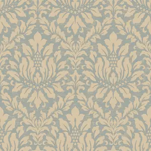 Galerie Stripes And Damask 2 Yellow Gold Stitched Damask Smooth Wallpaper