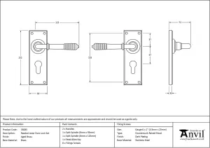 From The Anvil Aged Brass Reeded Lever Euro Lock Set