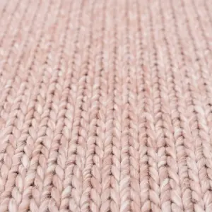 Blush Pink Luxurious Wool Textured Plait Living Area Rug 120x170cm