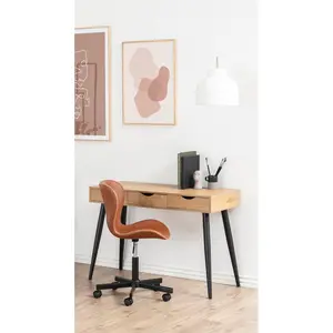 Casson Metal Base Writing Desk Oak/Black