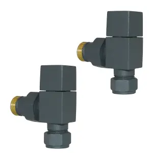 Right Radiators Angled Square Head Anthracite Towel Rail Radiator Valves Pair