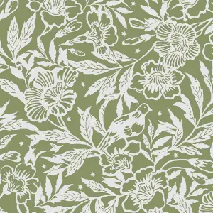 Twilight Ditsy Floral Green Wallpaper