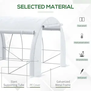 Outsunny 3 x 3 x 2 m Polytunnel Greenhouse Pollytunnel Tent w/ Steel Frame White